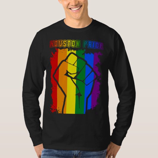 Houston Texas LGBT Pride Month LGBTQ Rainbow Flag T-shirt (Voorkant)