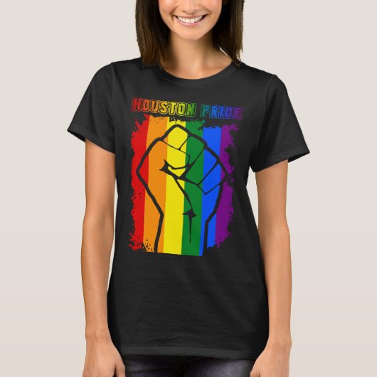 Houston Texas LGBT Pride Month LGBTQ Rainbow Flag T-shirt (Voorkant)