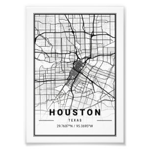 Houston - Texas Ligth City Map Foto Afdruk