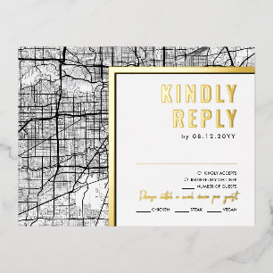 Houston, Texas Love Locator   RSVP-antwoord Folie Uitnodiging Briefkaart
