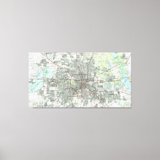 Houston Texas Map (1992) Canvas Afdruk (Voorkant)