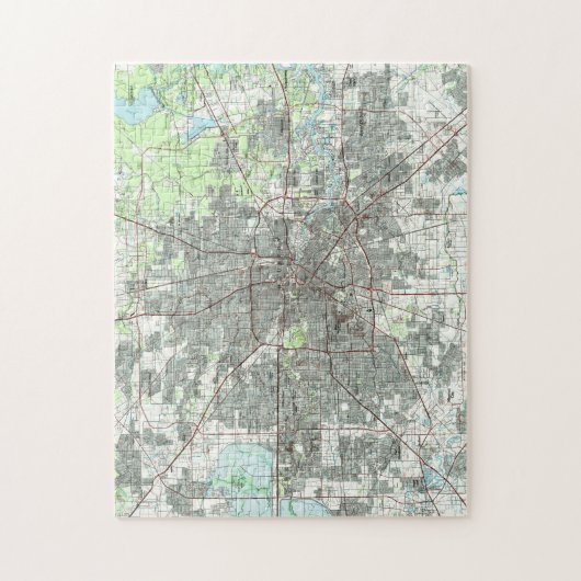 Houston Texas Map (1992) Legpuzzel (Verticaal)