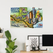 Houston TEXAS Map Poster (Thuiskantoor)