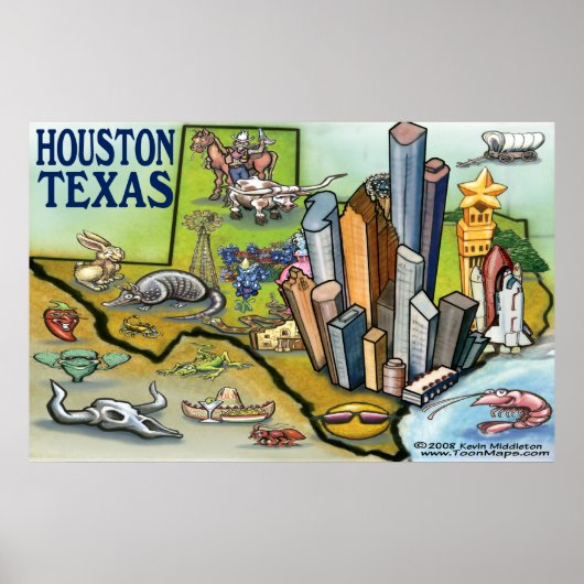 Houston TEXAS Map Poster (Voorkant)