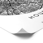 Houston Texas Minimal Modern Circle Street Map Poster (Hoek)