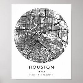 Houston Texas Minimal Modern Circle Street Map Poster