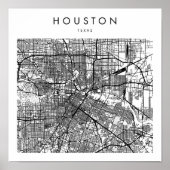 Houston Texas Minimal Modern Street Map Poster (Voorkant)