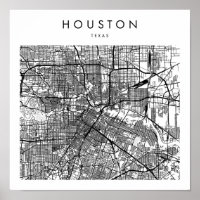 Houston Texas Minimal Modern Street Map