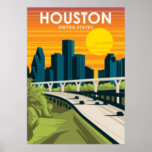Houston Texas — Minimale reisposter voor kleine te Poster