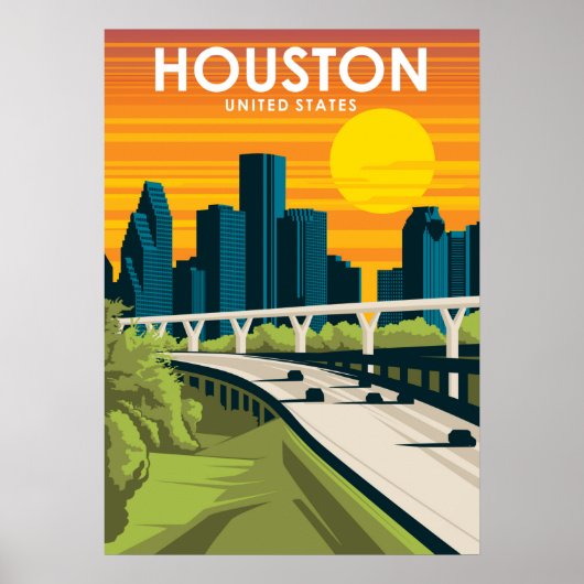 Houston Texas — Minimale reisposter voor kleine te Poster (Voorkant)