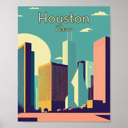 Houston Texas Minimalist Vintage Poster Art (Voorkant)