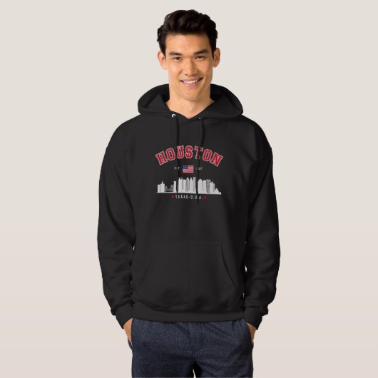 Houston Texas Modern Skyline Design Hoodie (Voorkant volledig)