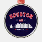 Houston Texas Modern Skyline Design Metalen Ornament (Voorkant)
