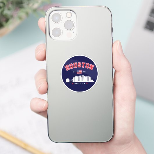 Houston Texas Modern Skyline Design Sticker (Telefoon)