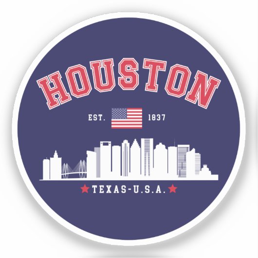 Houston Texas Modern Skyline Design Sticker (Voorkant)