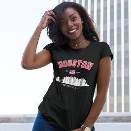 Houston Texas Modern Skyline  Tri-Blend Shirt