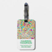 Houston, Texas | Neon Map Bagagelabel (Achterkant verticaal)