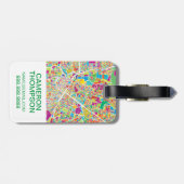 Houston, Texas | Neon Map Bagagelabel (Achterkant horizontaal)