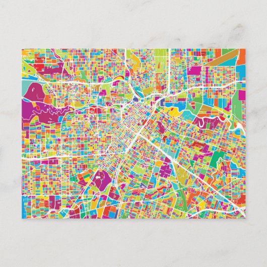 Houston, Texas | Neon Map Briefkaart (Voorkant)