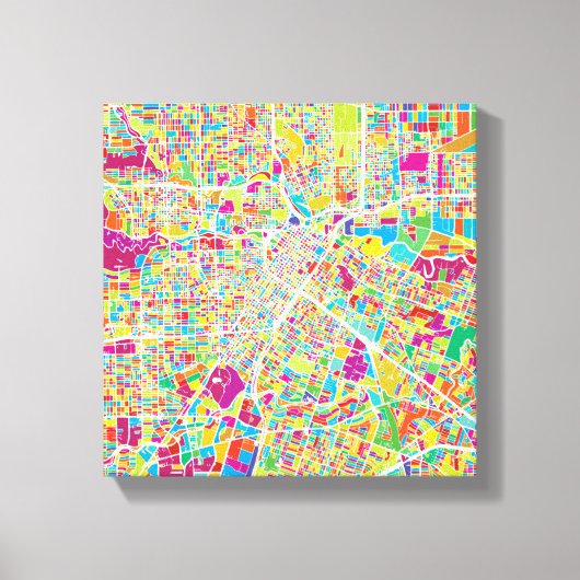 Houston, Texas | Neon Map Canvas Afdruk (Voorkant)