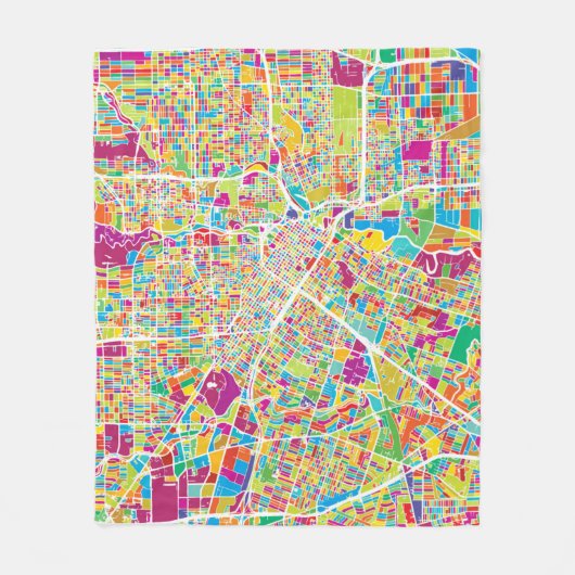 Houston, Texas | Neon Map Fleece Deken (Voorkant)