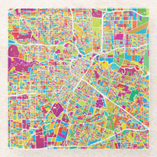 Houston, Texas Neon Map Glazen Onderzetter