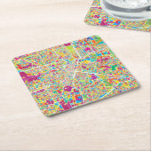 Houston, Texas | Neon Map Kartonnen Onderzetters (Schuin)