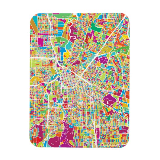Houston, Texas | Neon Map Magneet (Verticaal)