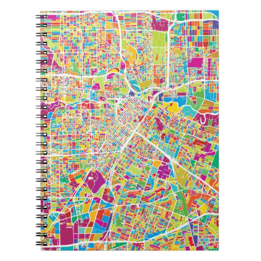 Houston, Texas | Neon Map Notitieboek (Voorkant)
