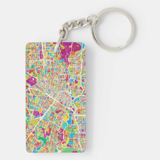 Houston, Texas | Neon Map Sleutelhanger (achterkant)