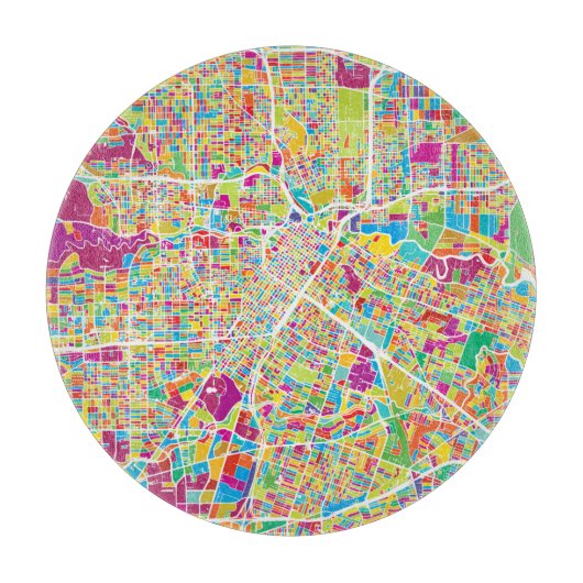 Houston, Texas | Neon Map Snijplank (Voorkant)