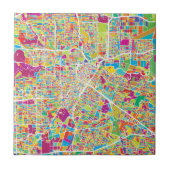 Houston, Texas | Neon Map Tegeltje (Voorkant)