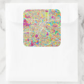 Houston, Texas | Neon Map Vierkante Sticker (Tas)