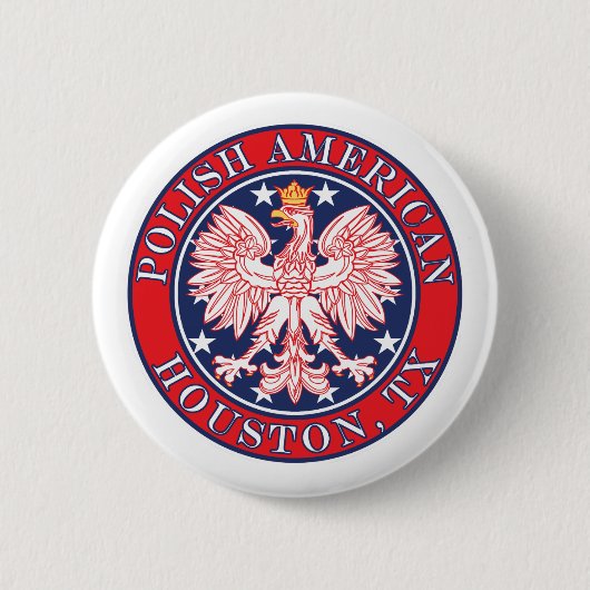 Houston Texas Poolse Amerikaanse adelaar Ronde Button 5,7 Cm (Voorkant)