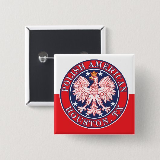Houston Texas Poolse Amerikaanse adelaar Vierkante Button 5,1 Cm (Voorkant /achterkant)