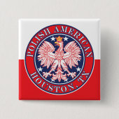 Houston Texas Poolse Amerikaanse adelaar Vierkante Button 5,1 Cm (Voorkant)