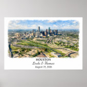 Houston Texas Poster, Aquarel, Op Maat Poster (Voorkant)