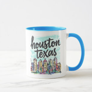 Houston Texas Pride Waterverf Silhouet Lief Mok