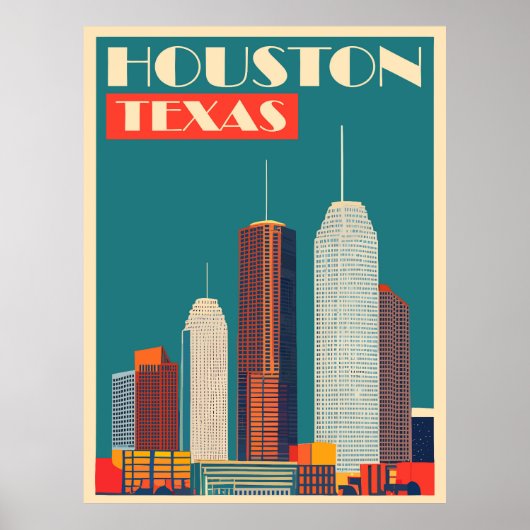 Houston, Texas, Reizen Poster (Voorkant)