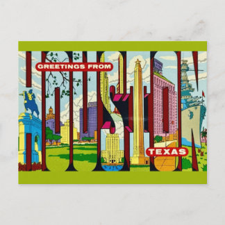 Houston Texas Retro Postcard Briefkaart