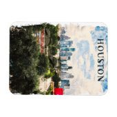 Houston Texas  Retro Travel Waterverf Magneet (Horizontaal)