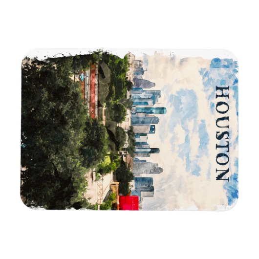 Houston Texas  Retro Travel Waterverf Magneet (Horizontaal)