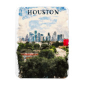 Houston Texas  Retro Travel Waterverf Magneet (Verticaal)