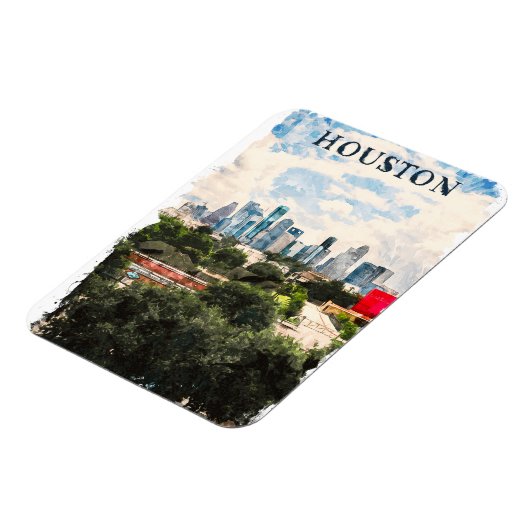 Houston Texas  Retro Travel Waterverf Magneet (Linkerzijde)