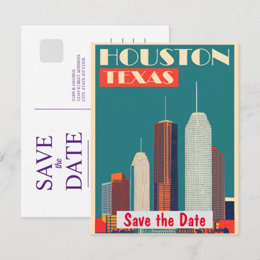 Houston, Texas Save The Date (Voorkant / Achterkant)
