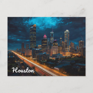 Houston Texas Silhouette Nachtverkeer Briefkaart
