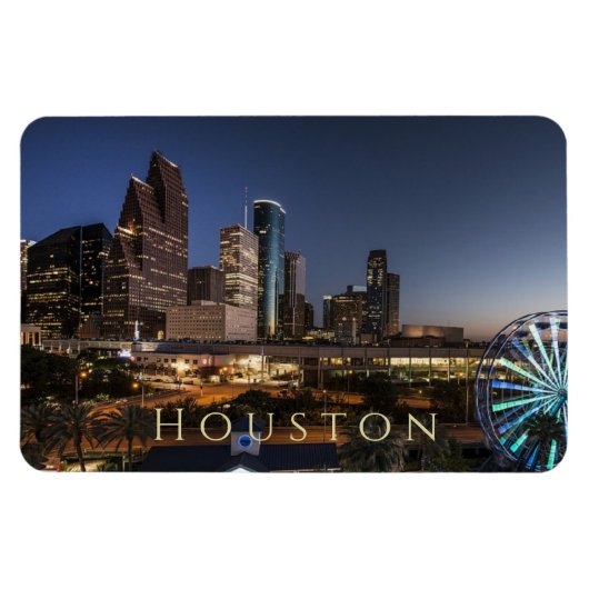 Houston, Texas Silhouette, Nachtverlichting Magneet (Horizontaal)