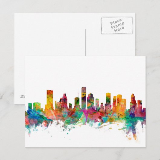 Houston Texas Skyline Briefkaart (Voorkant / Achterkant)