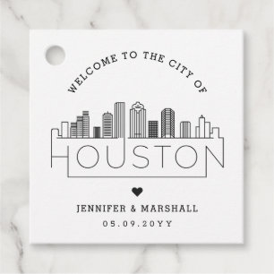 Houston, Texas Skyline   Bruiloft Welkom Favor Bedankjes Labels