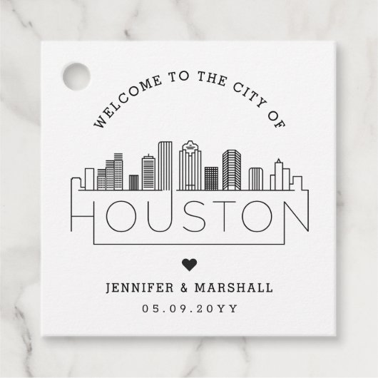 Houston, Texas Skyline | Bruiloft Welkom Favor Bedankjes Labels (Voorkant)